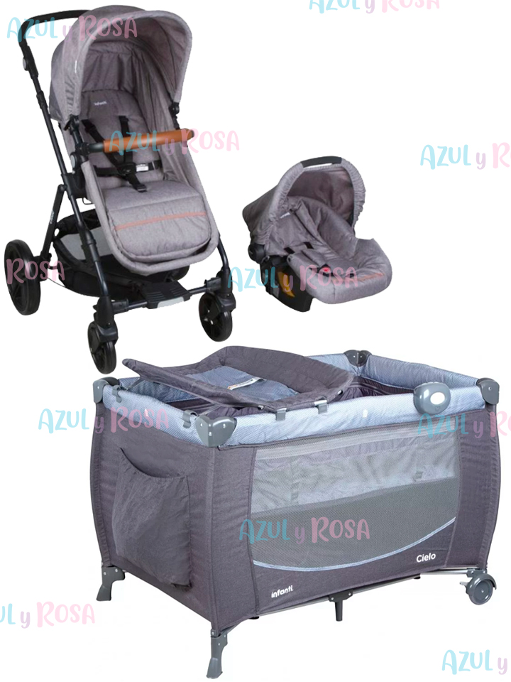 COMBO COCHE CLOUD GREY – CUNA CIELO GREY DOTS P6863-GREY-KDD-930 GREY DOTS