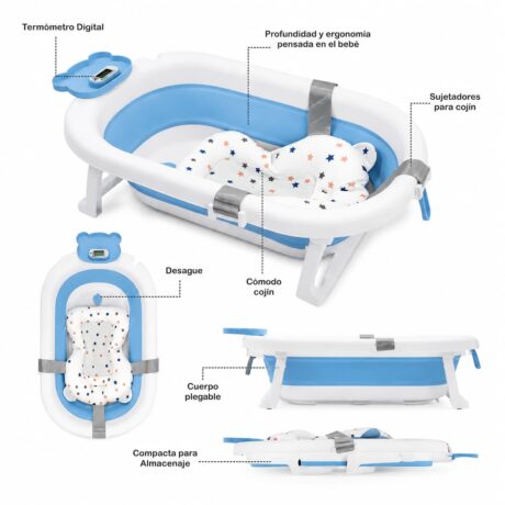 Bañera plegable con termómetro