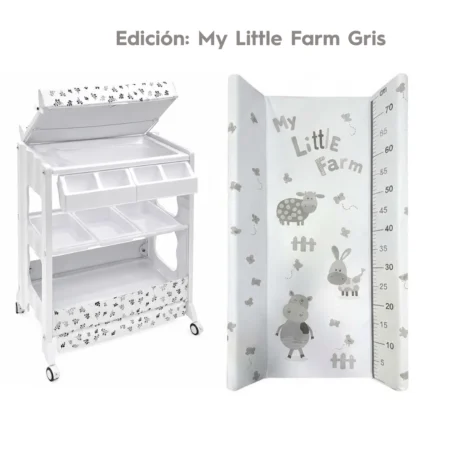 BAÑERA CON CAMBIADOR ORGANIZADOR EDICION MY LITTLE FARM GRIS C07-IMP6998-MLFG