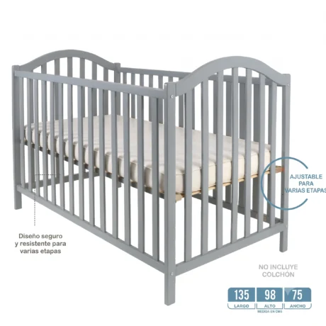 CUNA DE MADERA GRIS SENCILLA CURVA